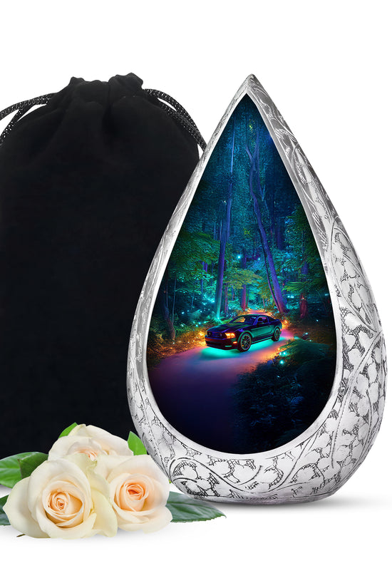 Black Sports Car Urn For Funeral - Green Forest Memorial Ashes Urn