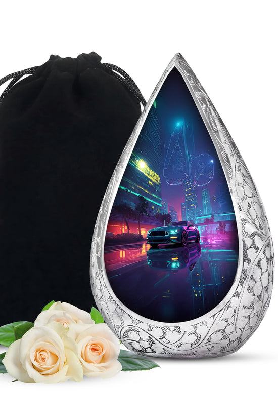Neon City Memorial Urn For Cremation - Neon Muscle Urn For Men & Women