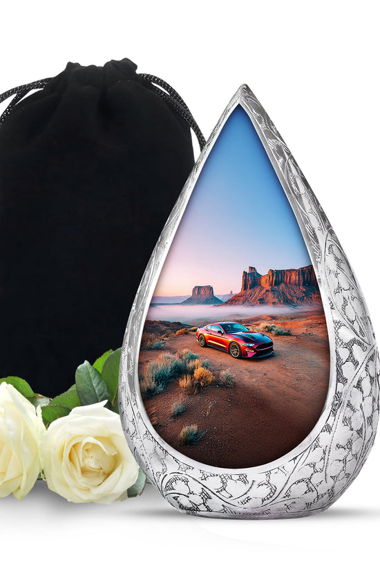 Red Sports Car Funeral Urn For Ashes - Desert Memorial For Men & Women