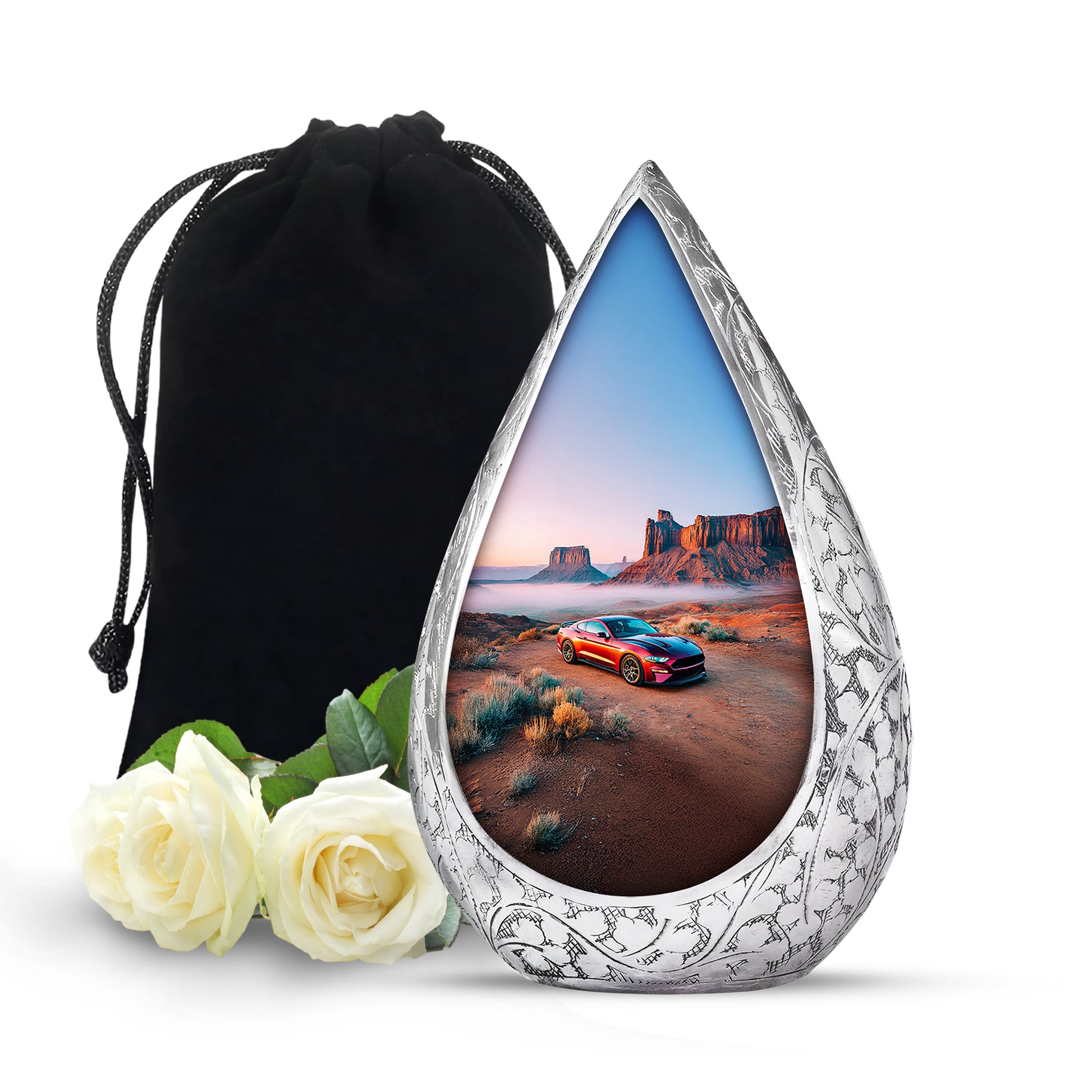 Red Sports Car Funeral Urn For Ashes - Desert Memorial For Men & Women
