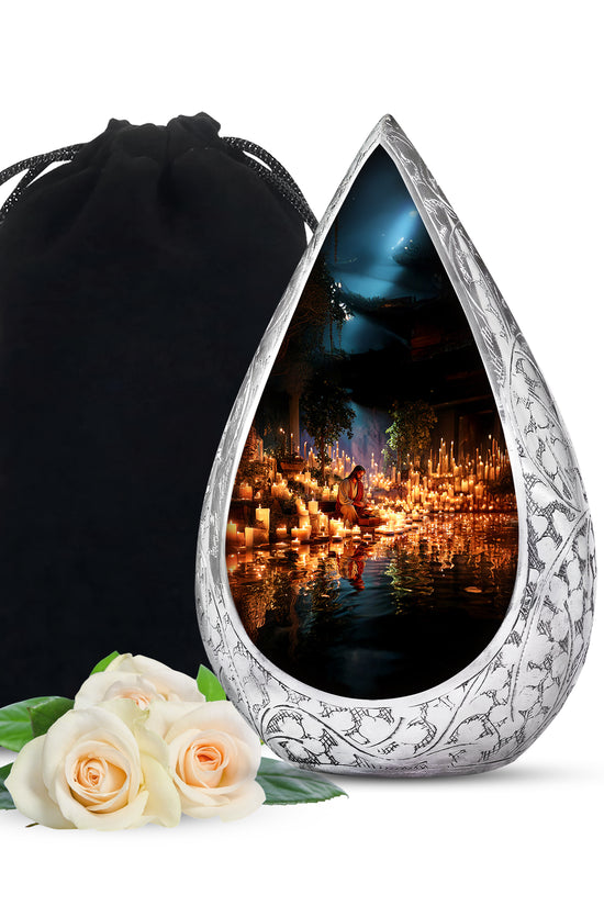 Spiritual Candlelight Urn - Jesus Memorial Urn For Human Ashes