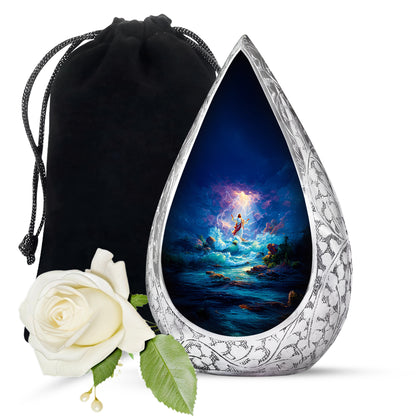 Divine Ocean Jesus Memorial Urn - Spiritual Funeral Urn For Adult Ashes