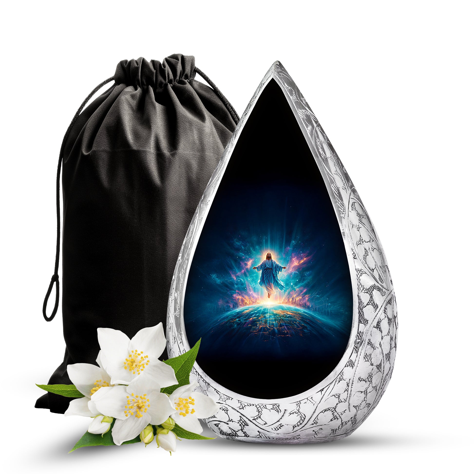 Cosmic Jesus Memorial Urn - Catholic Cremation Urn For Burial