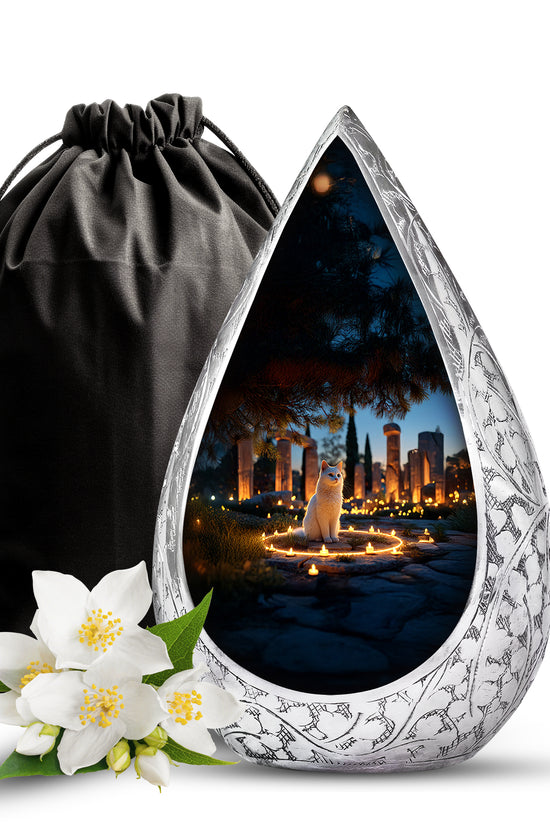 Cat Tribute Funeral Urn - Candle Theme Pet Cremation Urn For Ashes