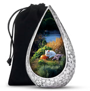 Peaceful Cat Memorial Urn - Aluminium Funeral Urn For Pet Ashes