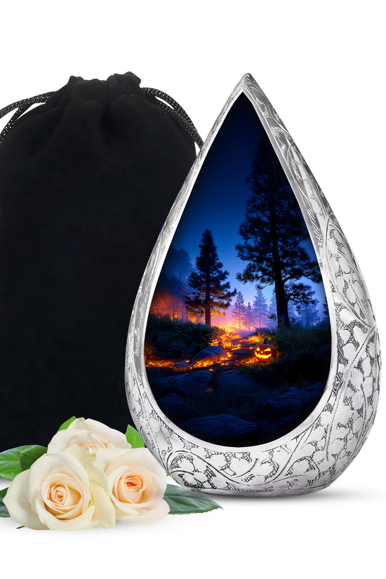 Halloween Pumpkin Forest Funeral Urn - Cremation Urn For Loved Ones