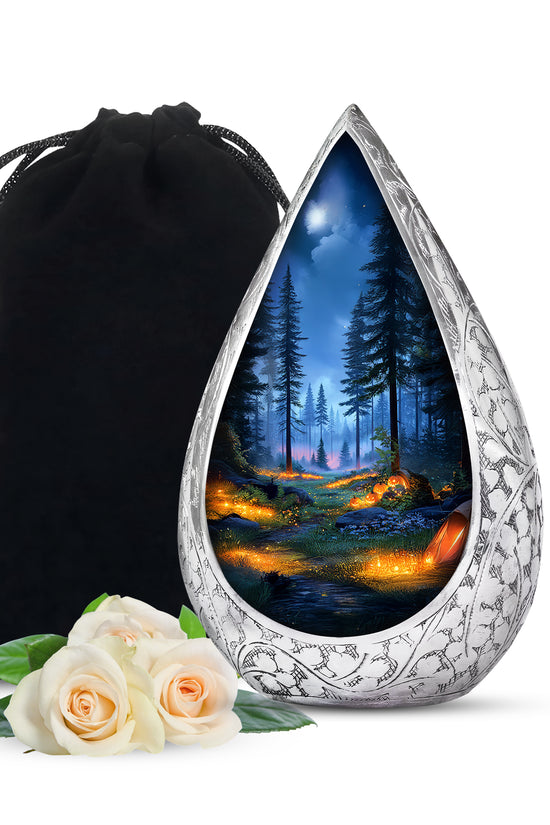 Magical Forest Pumpkin Memorial Urn - Funeral Cremation Urn For Ashes