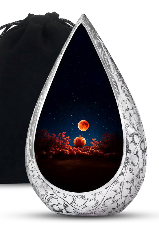 Red Moonlight Cremation Urn - Halloween Pumpkin Funeral Urn For Human Ashes