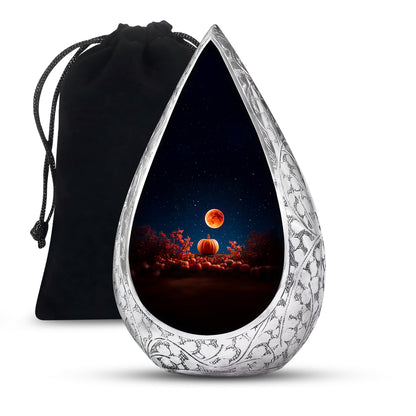 Red Moonlight Cremation Urn - Halloween Pumpkin Funeral Urn For Human Ashes