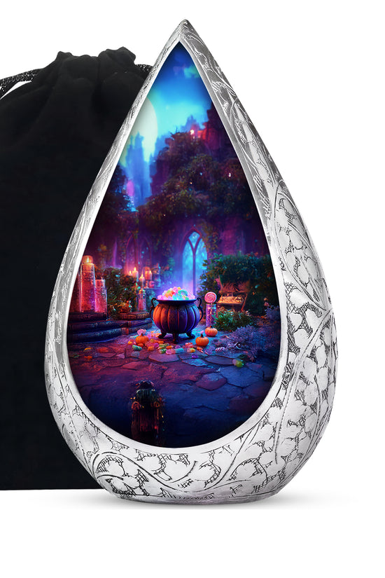 Decorative Cremation Urn - Halloween Cauldron Memorial Urn For Burial