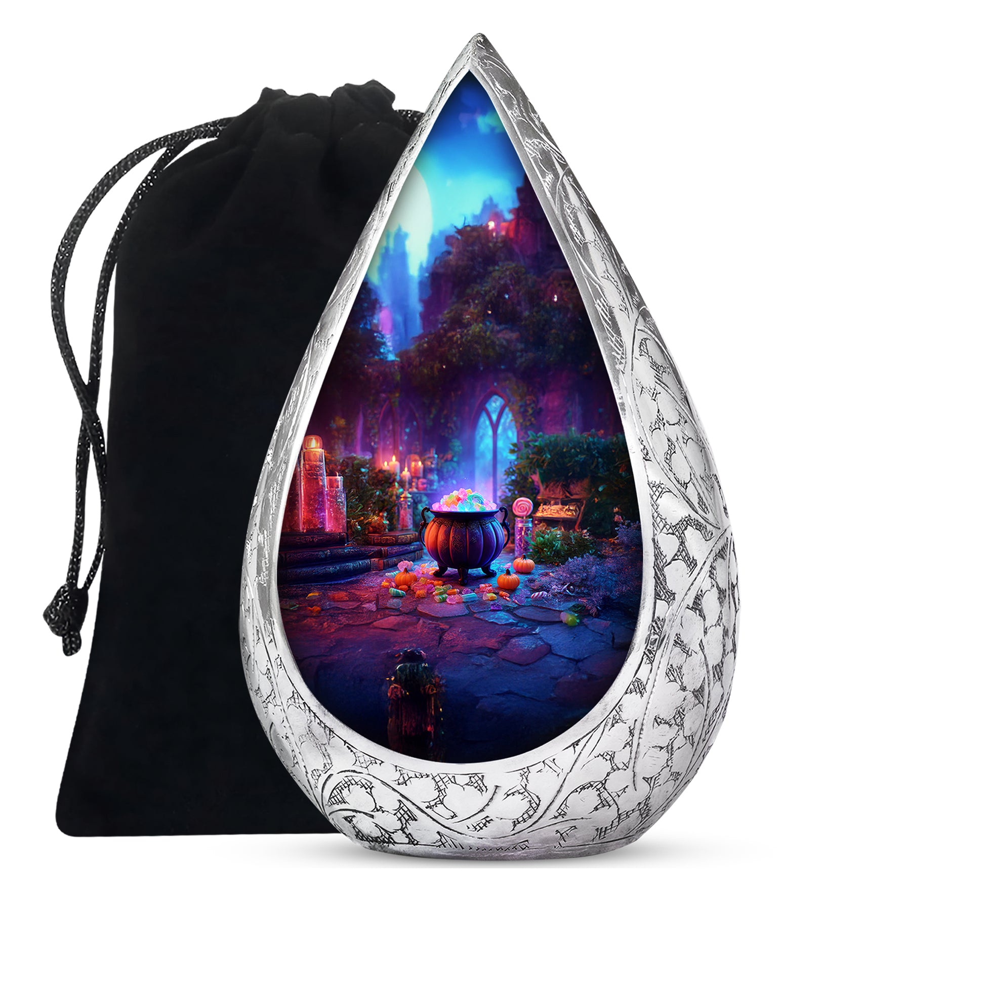 Decorative Cremation Urn - Halloween Cauldron Memorial Urn For Burial
