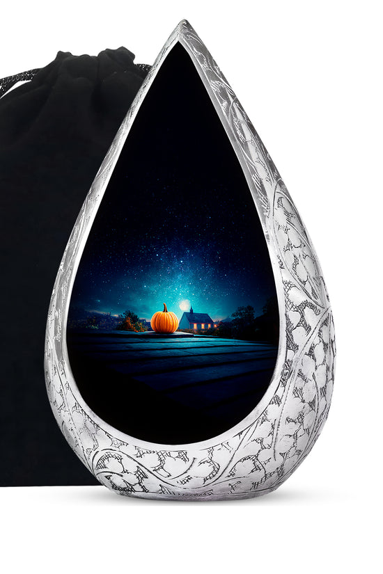 Halloween Pumpkin Night Memorial Urn - Cremation Urn For Ashes