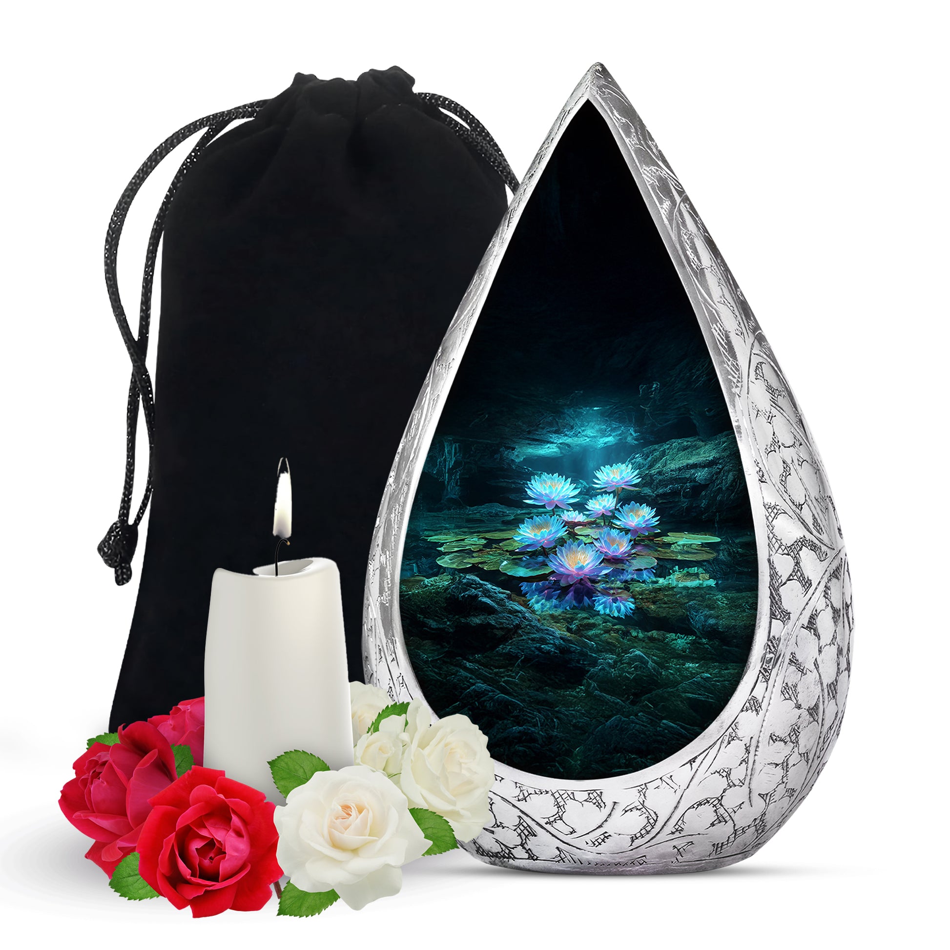 Lotus Cremation Theme Urn - Decorative Funeral Urn For Human Ashes