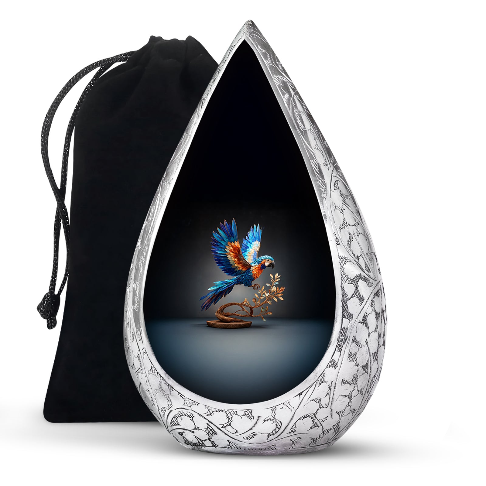 Artistic Parrot Theme Funeral Urn - Large Memorial Urn For Adult Ashes