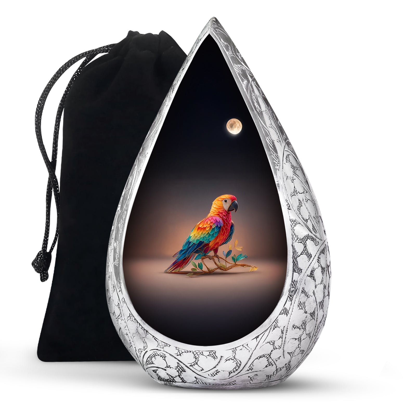Colourful Artistic Parrot Memorial Urn - Elegent Cremation Urn For Ashes