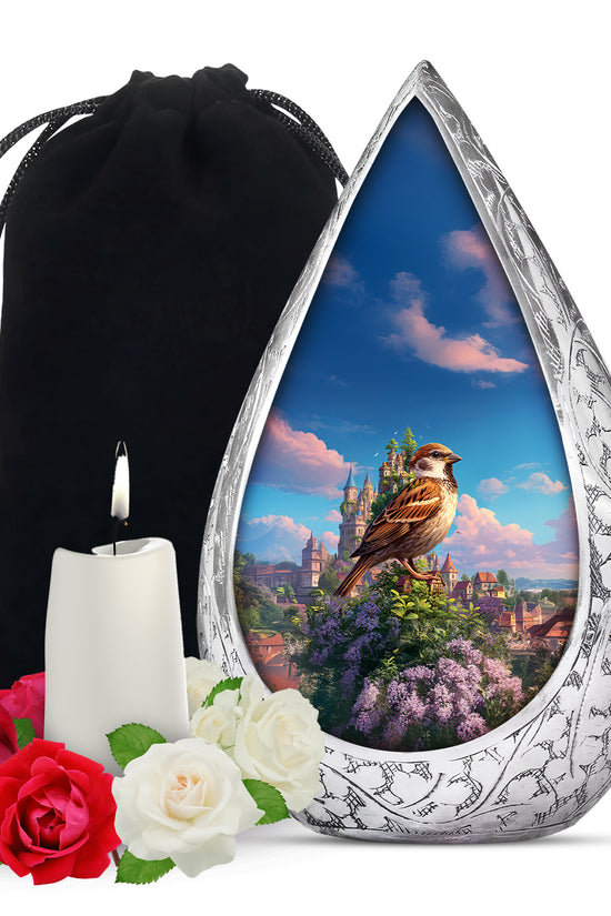 Sparrow & Castle Cremation Urn - Decorative Aluminium Urn for Human Ashes