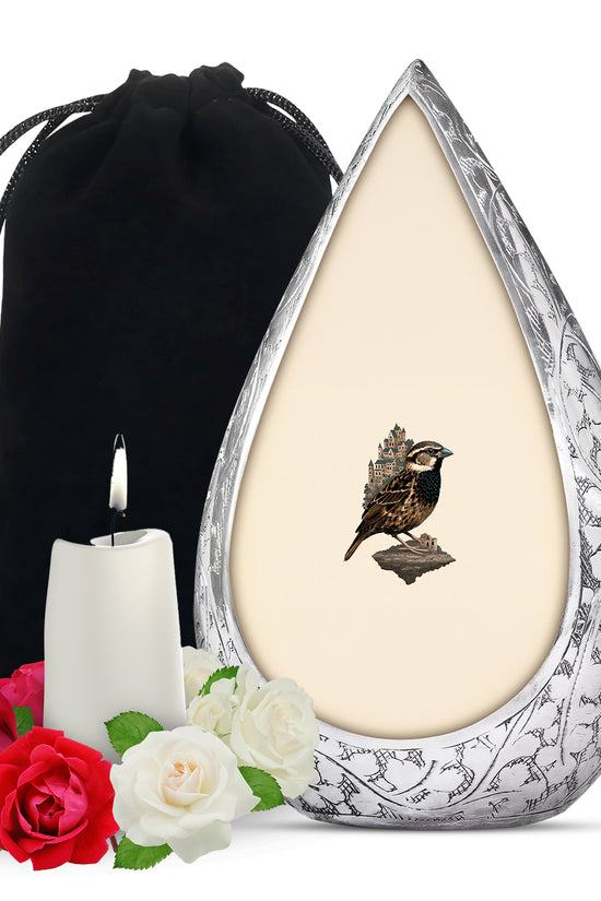 Bird Funeral Urn – Artistic Beige Funeral Urn for Burial