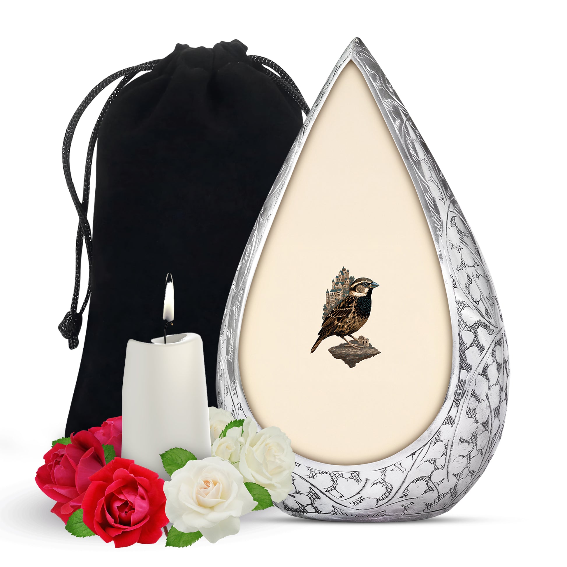Bird Funeral Urn – Artistic Beige Funeral Urn for Burial