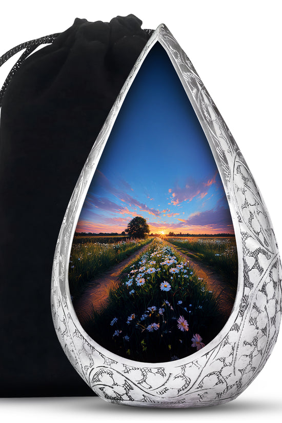 Daisy Flowers Theme Cremation Urn For Ashes - Scenic Nature Memorial Urn For Adults