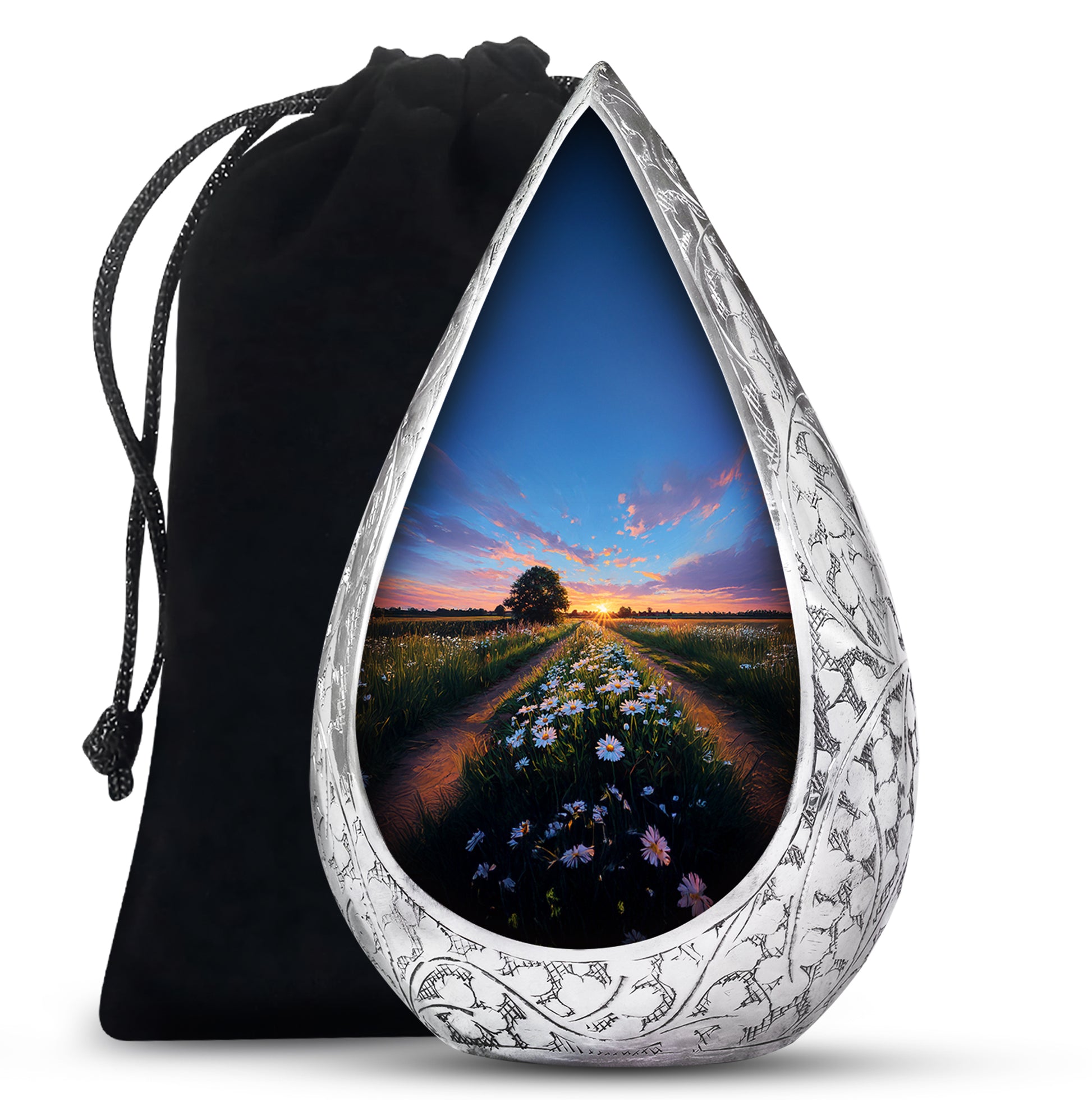 Daisy Flowers Theme Cremation Urn For Ashes - Scenic Nature Memorial Urn For Adults