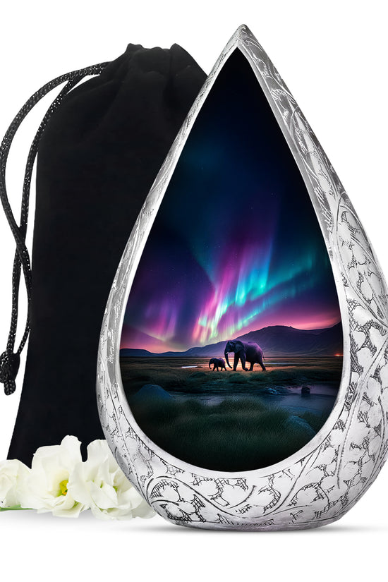 Elephant Theme Funeral Urn - Aurora Borealis Theme Cremation Urn For Ashes