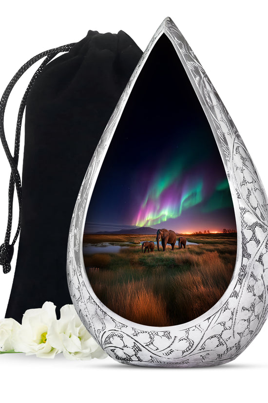 Elephant Family Theme Cremation Urn - Aluminium Memorial Urn For Loved Ones