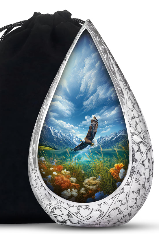 Beautiful Flying Eagle Cremtion Urn - Aluminium Memorial Urn For Loved Ashes