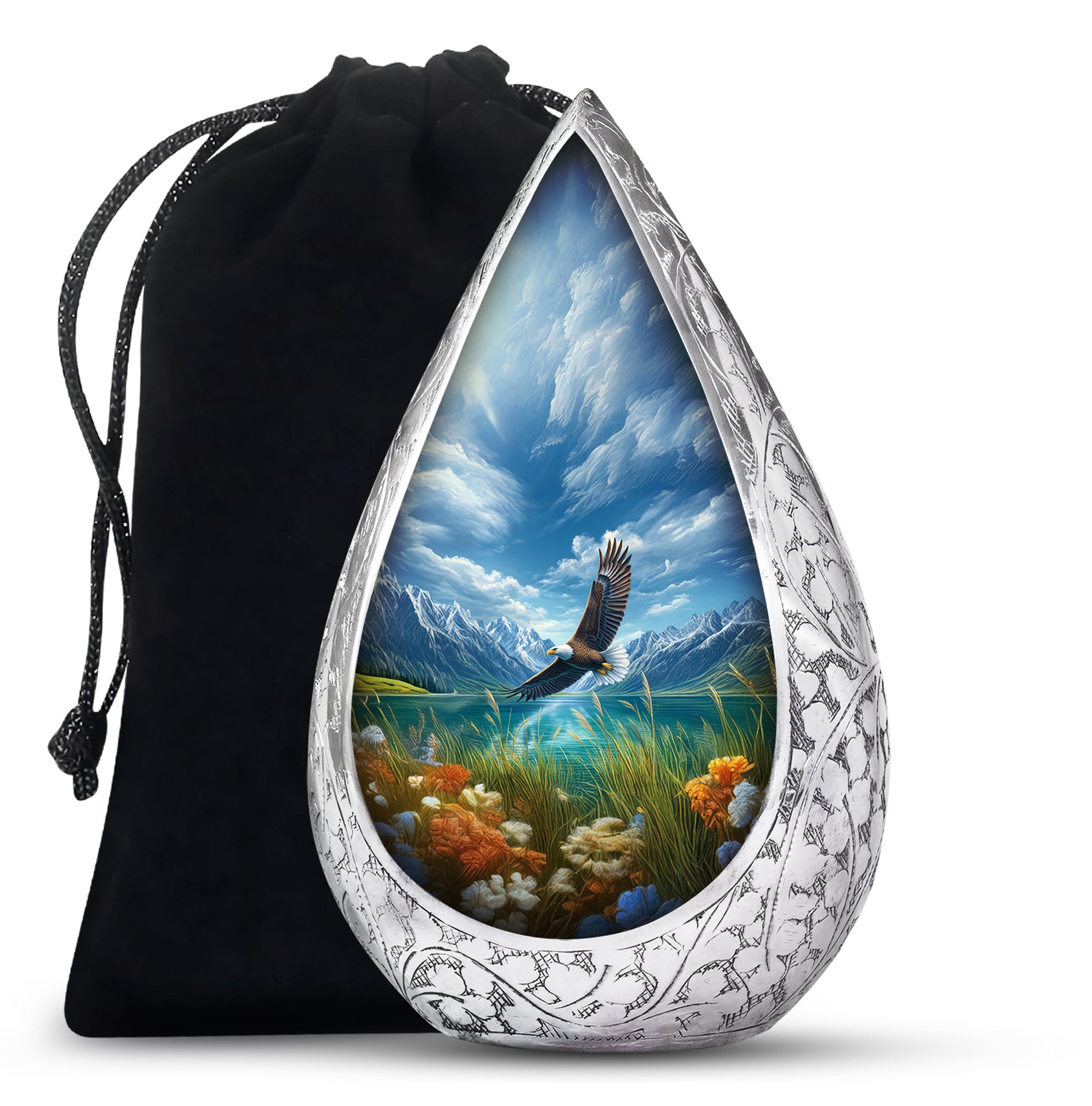 Beautiful Flying Eagle Cremtion Urn - Aluminium Memorial Urn For Loved Ashes