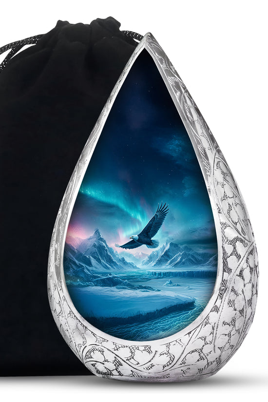 Flying Eagle Memorial Urn - Northern Lights Funeral Urn For Human Ashes