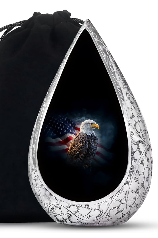 American Flag Memorial Urn - Military Theme Funeral Urn For Adult Ashes