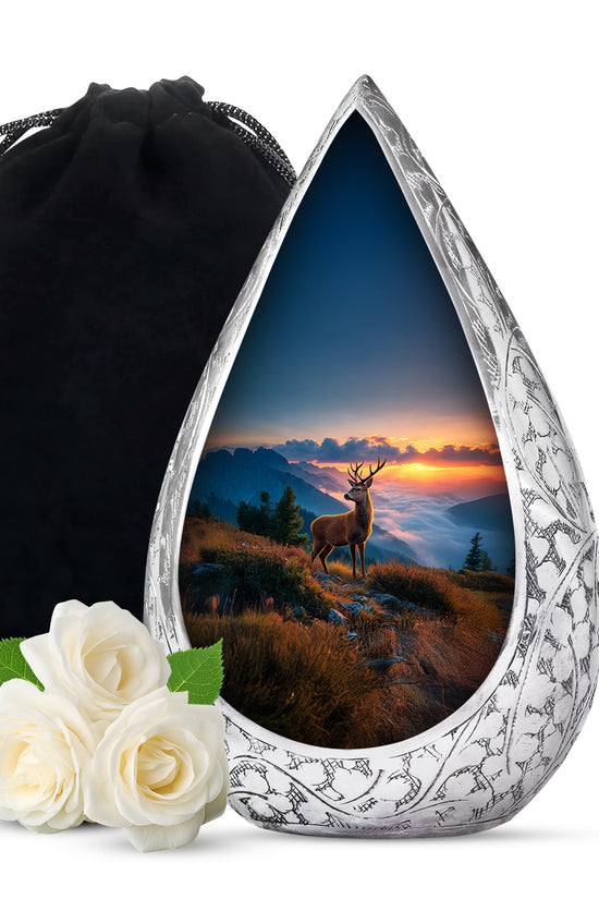 Mountain Deer Funeral Urn - Sunset Memorial Urn For Human Ashes