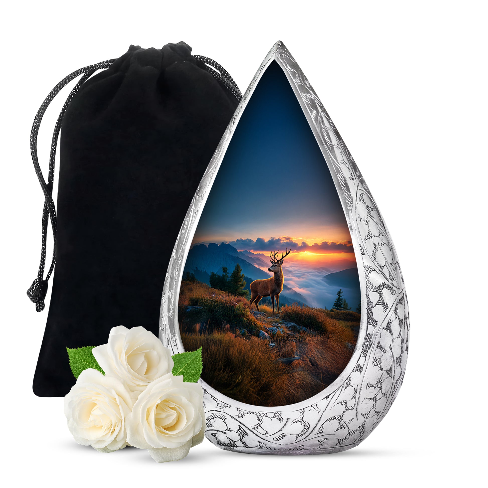 Mountain Deer Funeral Urn - Sunset Memorial Urn For Human Ashes