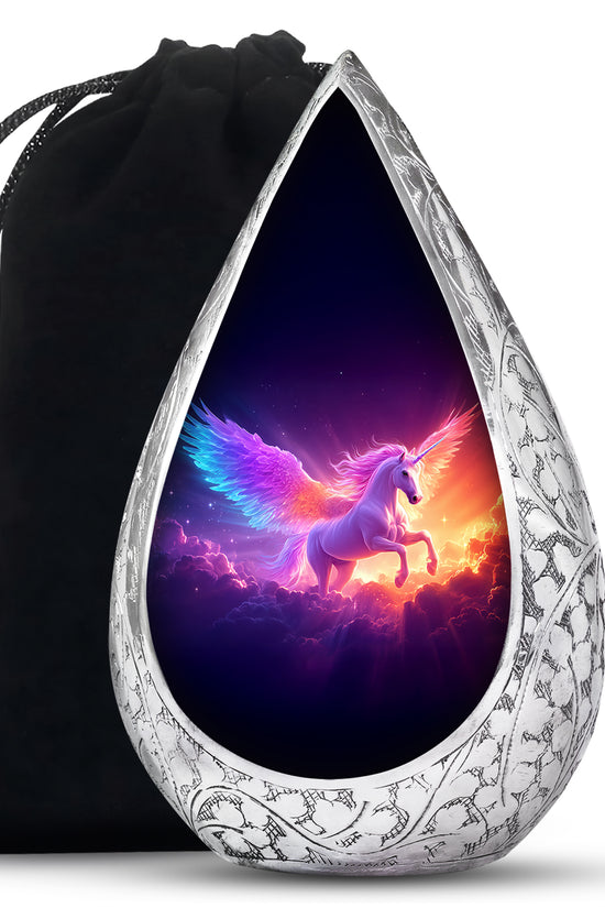 Purple Unicorn Cremation Urn - Aluminium Large Memorial Urn For Ashes