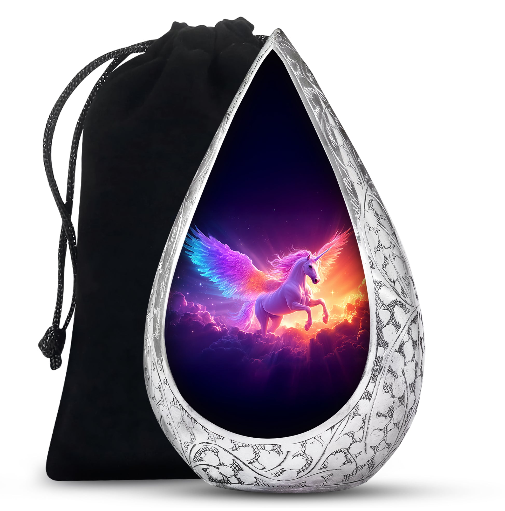 Purple Unicorn Cremation Urn - Aluminium Large Memorial Urn For Ashes