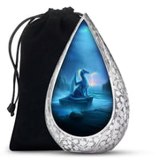 Blue Dragon Cremation Urn - Blue Aluminium Funeral Urn For Ashes