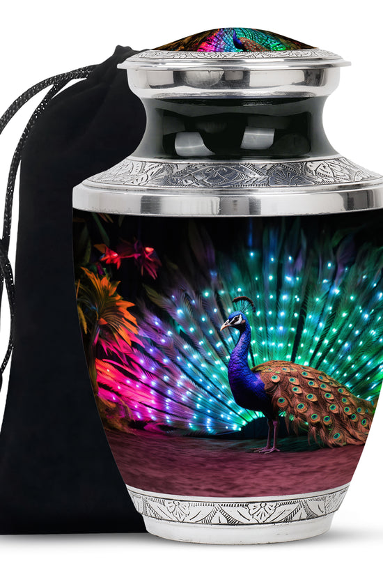Peacock Bird Memorial Theme Urn - Beautiful Funeral Urn For Human Ashes