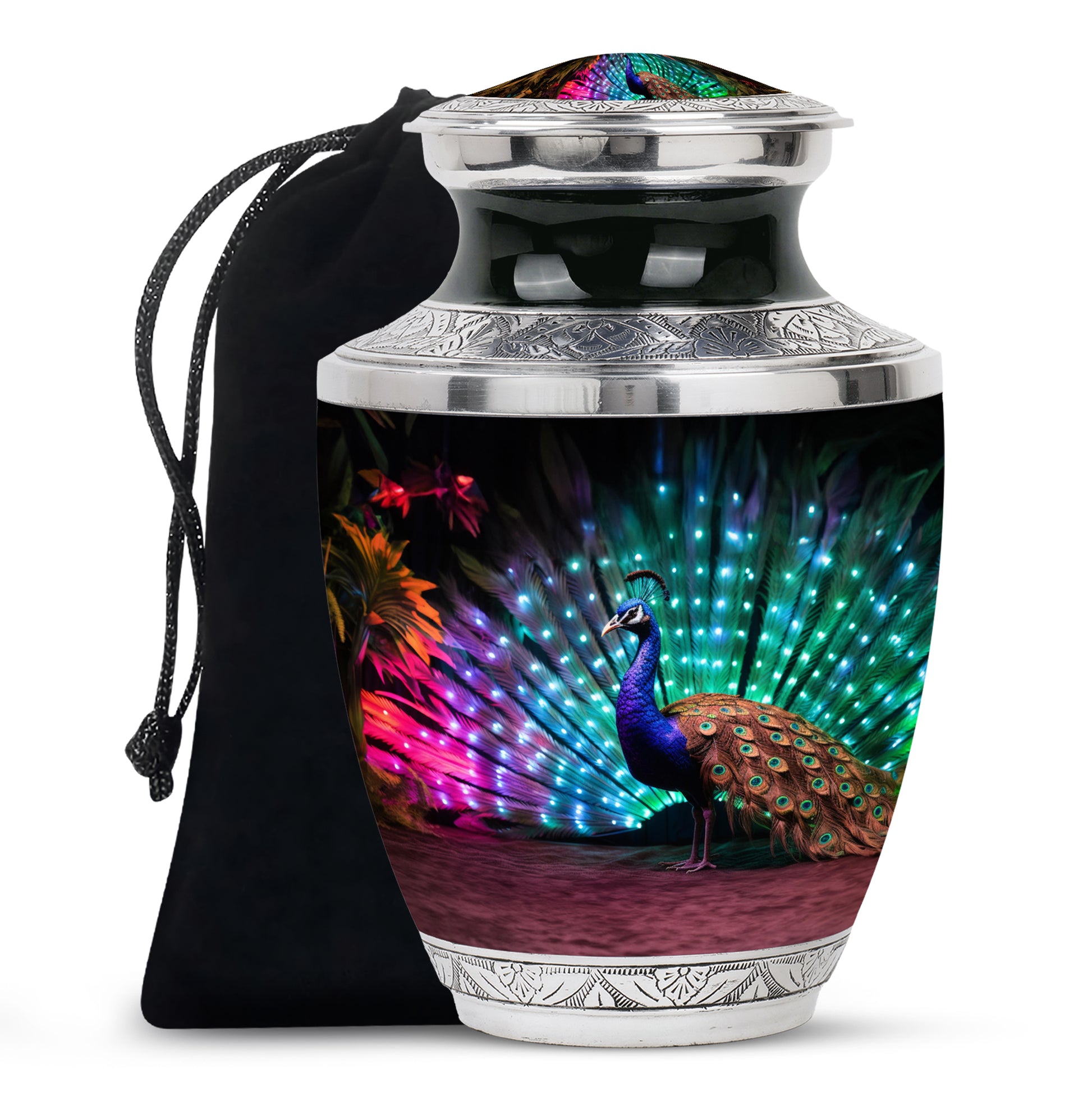 Peacock Bird Memorial Theme Urn - Beautiful Funeral Urn For Human Ashes