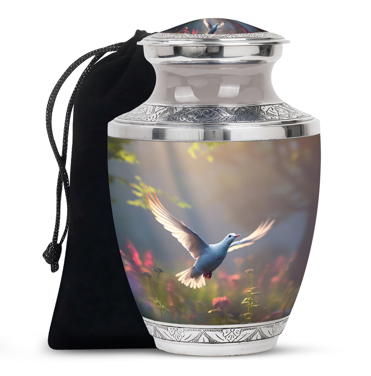 Dove Bird Theme Cremation Urn - Large Memorial Urn For Female