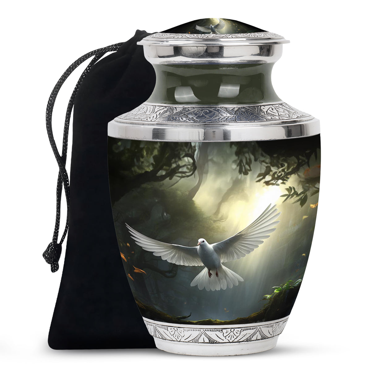 Mystical White Dove Cremation Urn - Forest Memorial Urn For Human Ashes