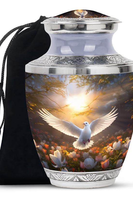 Floral Dove Memorial Urn For Ashes - Elegant Funeral Urn For Adult Ashes