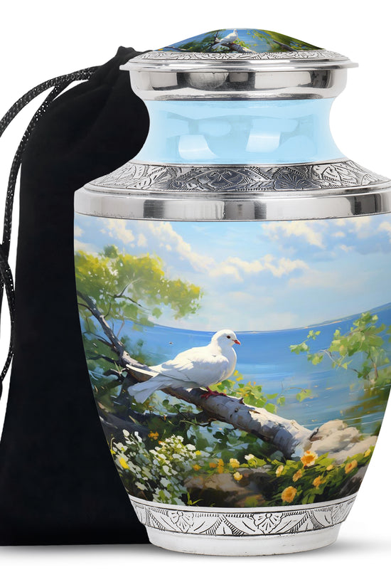 Artistic Theme Memorial Urn - Dove Bird Memorial Urn For Adult Ashes