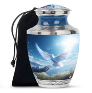 Spiritual White Dove Cremation Urn - Scenic Nature Memorial Urn For Burial