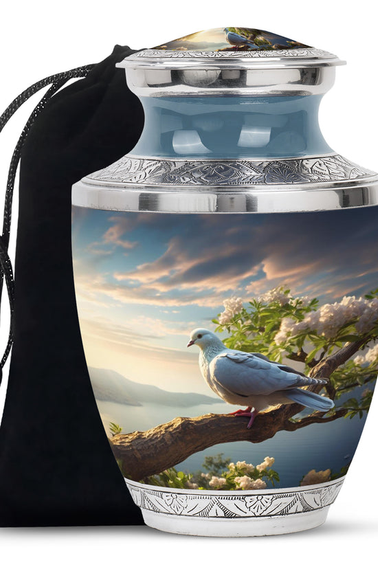 Dove Theme Funeral Urn - Aluminum Urn For Loved Ones