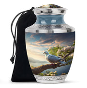 Dove Theme Funeral Urn - Aluminum Urn For Loved Ones