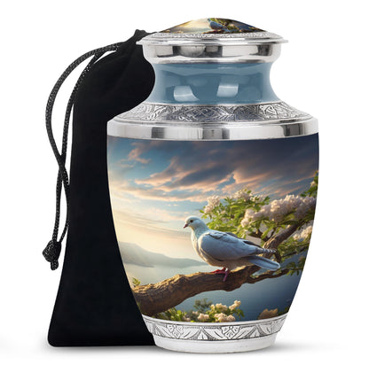 Dove Theme Funeral Urn - Aluminum Urn For Loved Ones