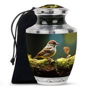 Forest Sparrow Cremation Urn - Nature Funeral Urn For Adult Ashes