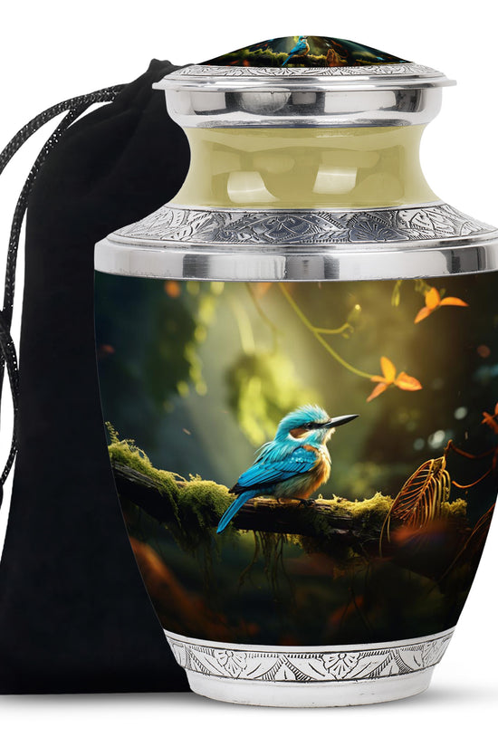 Peaceful Blue Bird Funeral Urn - Sparrow Memorial Urn For Loved Ones