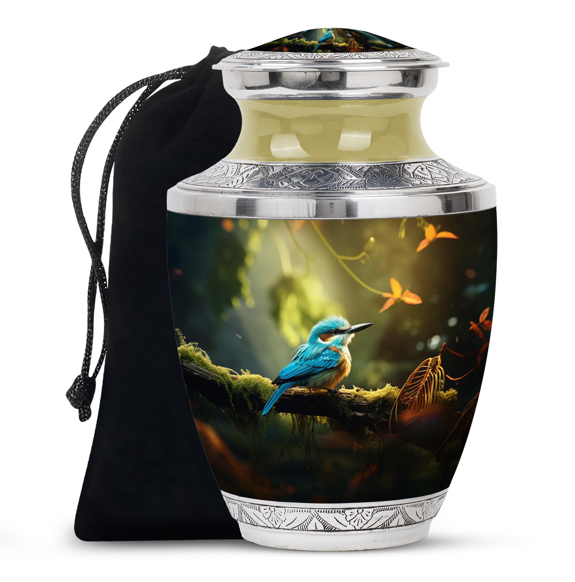 Peaceful Blue Bird Funeral Urn - Sparrow Memorial Urn For Loved Ones