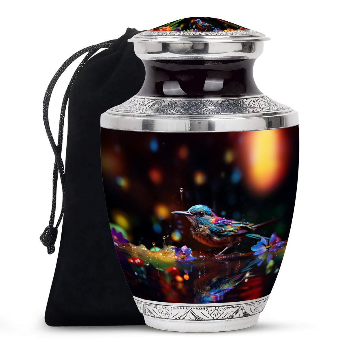 Colorful Sparrow Cremation Urn - Artistic Memorial Urn For Adult Ashes