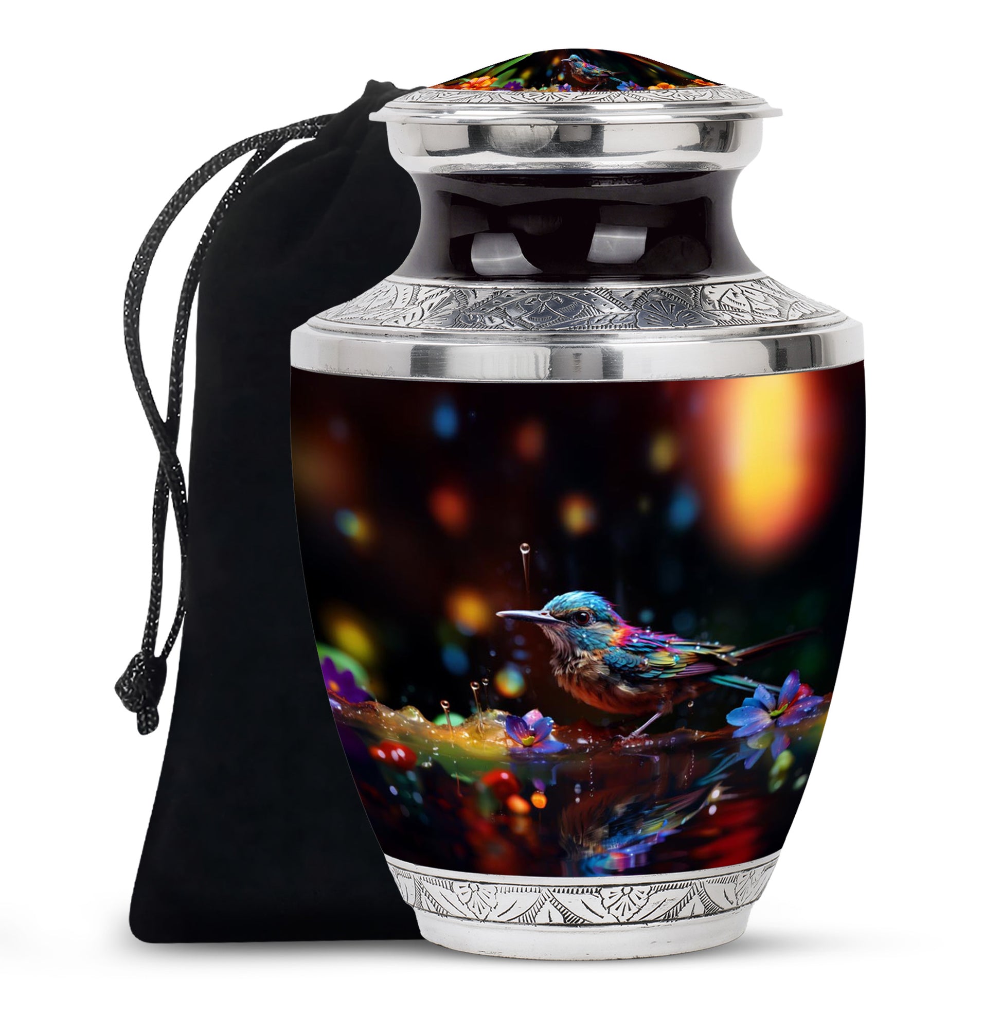 Colorful Sparrow Cremation Urn - Artistic Memorial Urn For Adult Ashes